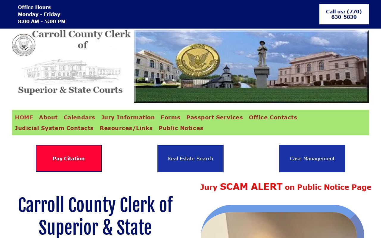 Carroll County criminal history Clerk of Superior and State Courts access