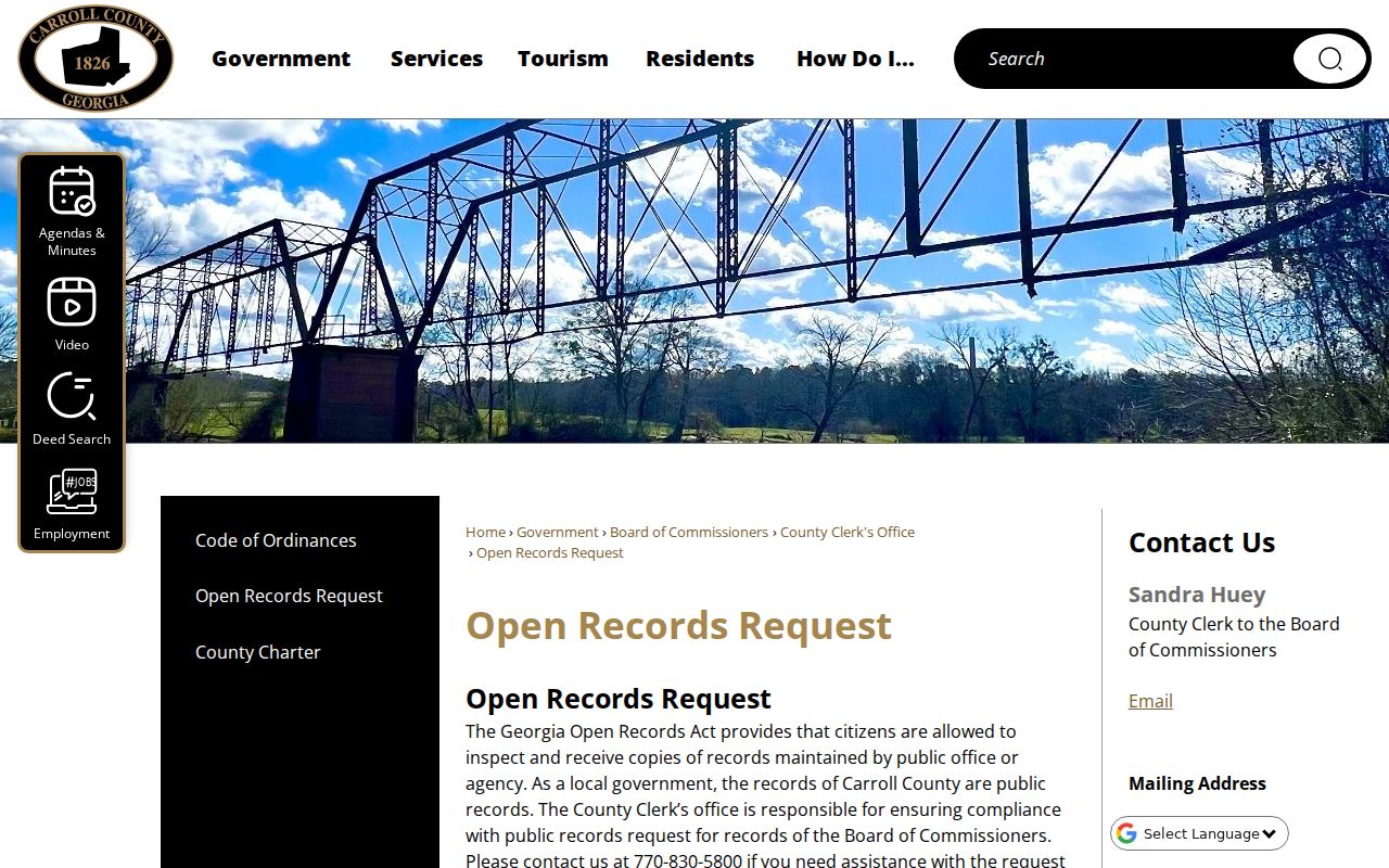 Carroll County criminal records open records request channels