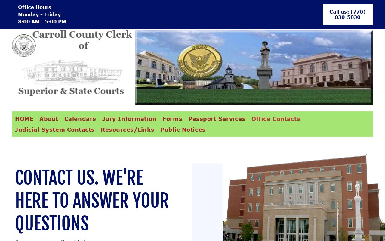 Carroll County criminal court clerk contact divisions