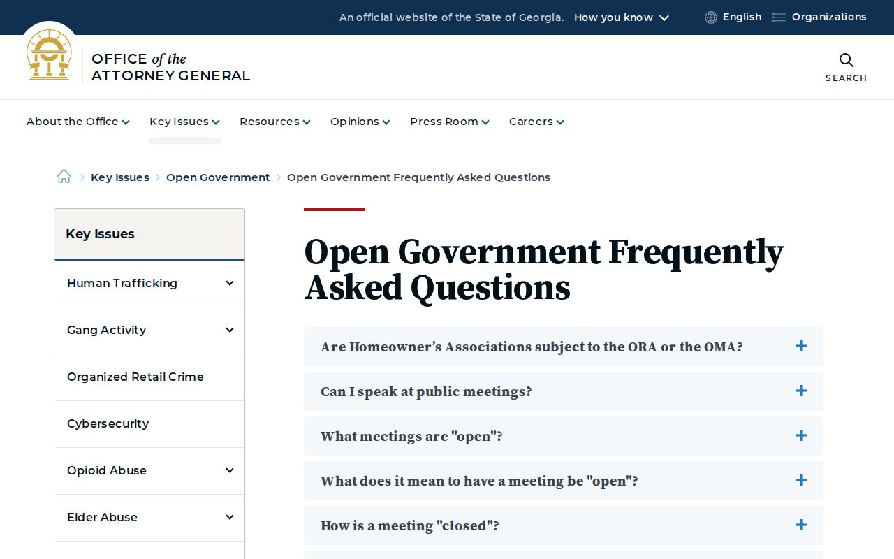 Carroll County sex offender search Georgia Open Records Act guidance
