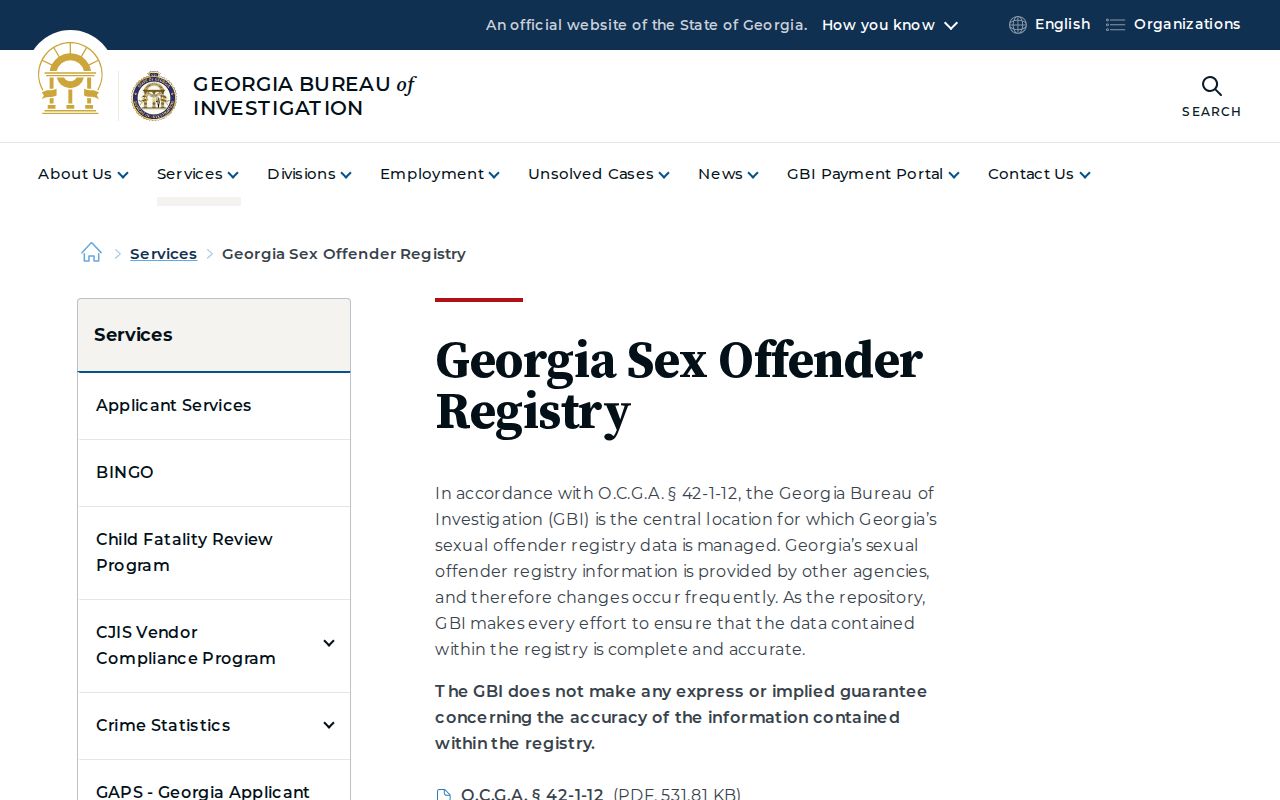 Carroll County sex offender search Georgia registry authority page