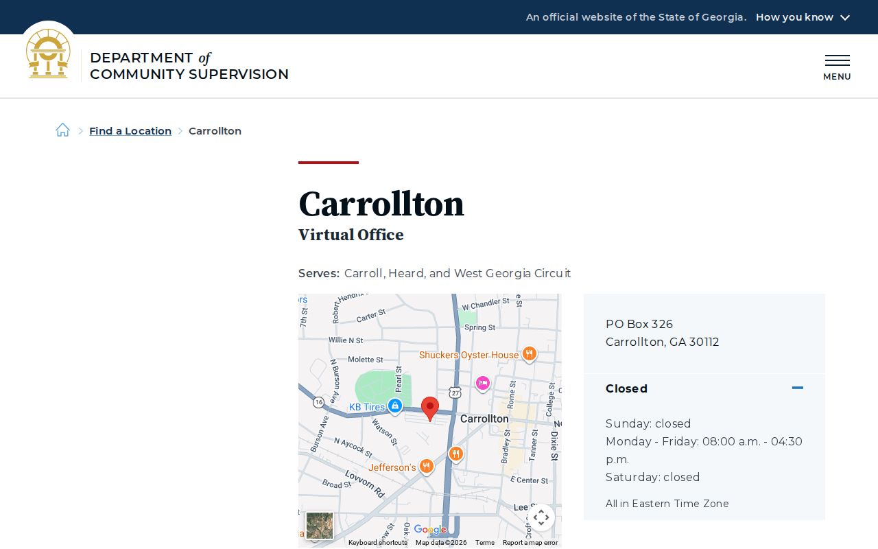 Carroll County sex offender search and Carrollton DCS supervision office