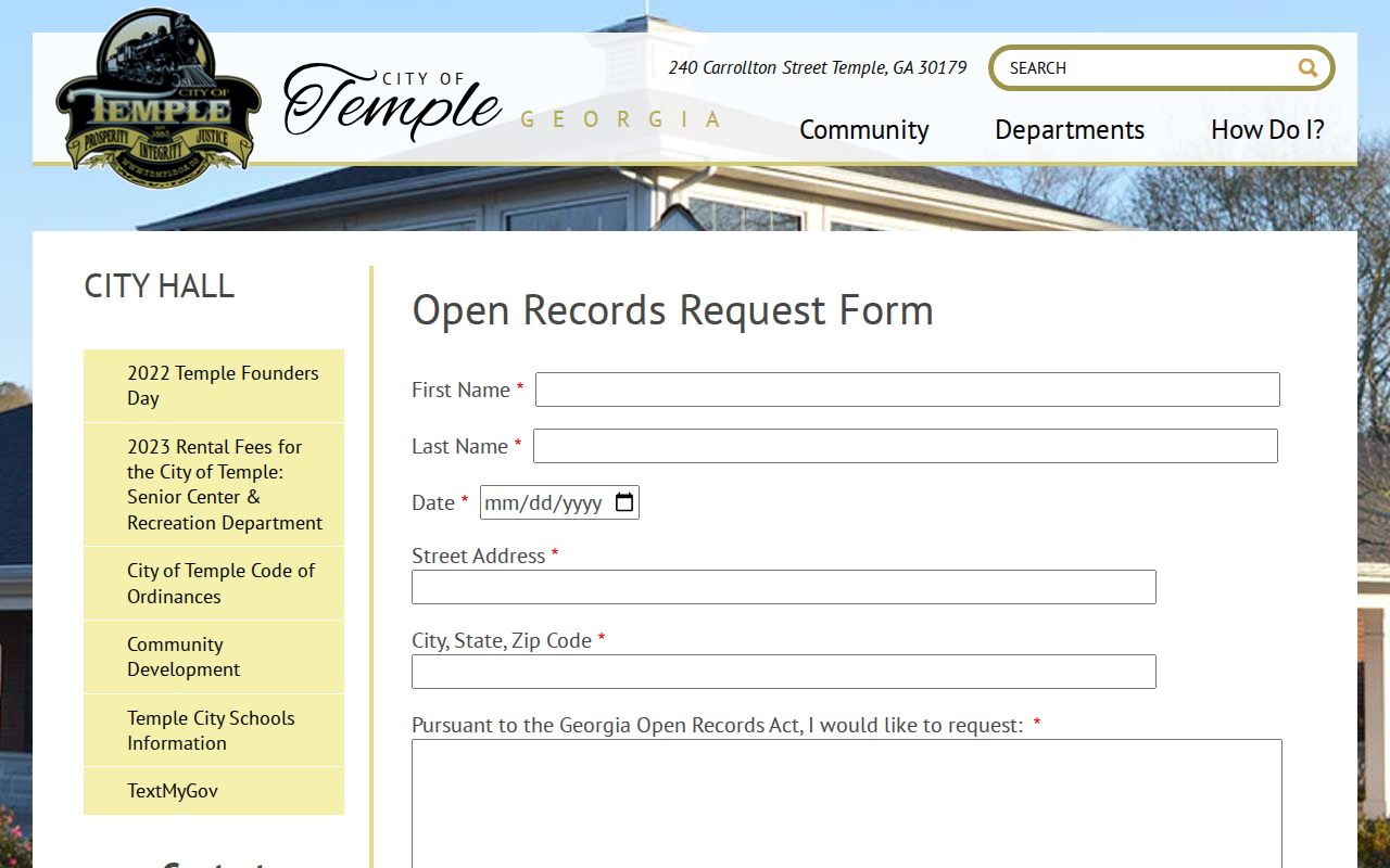 Villa Rica criminal records comparison with Temple Georgia open records form