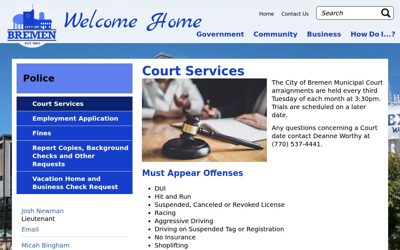 Bremen Municipal Court schedule and appearance rules